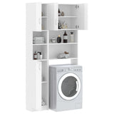 NNEVL Washing Machine Cabinet Set High Gloss White Engineered Wood