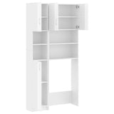 NNEVL Washing Machine Cabinet Set High Gloss White Engineered Wood