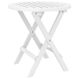 NNEVL Folding Garden Table White Ø 46 cm Solid Wood Acacia