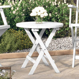 NNEVL Folding Garden Table White Ø 46 cm Solid Wood Acacia
