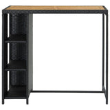 NNEDPE Bar Table With Storage Rack Black 120x60x110 Cm Poly Rattan