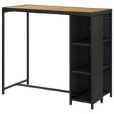 NNEDPE Bar Table With Storage Rack Black 120x60x110 Cm Poly Rattan