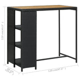 NNEDPE Bar Table With Storage Rack Black 120x60x110 Cm Poly Rattan