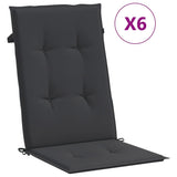 NNEVL Garden Highback Chair Cushions 6 pcs Black 120x50x3 cm Fabric