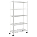 NNEVL 5-Tier Storage Shelf with Wheels 75x35x155 cm Chrome 250 kg