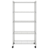 NNEVL 5-Tier Storage Shelf with Wheels 75x35x155 cm Chrome 250 kg