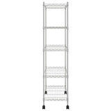 NNEVL 5-Tier Storage Shelf with Wheels 75x35x155 cm Chrome 250 kg