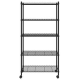NNEVL 5-Tier Storage Shelf with Wheels 75x35x155 cm Black 250 kg