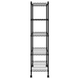 NNEVL 5-Tier Storage Shelf with Wheels 75x35x155 cm Black 250 kg
