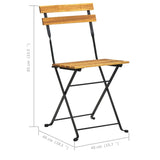 NNEVL Folding Garden Chairs 2 pcs Steel and Solid Acacia Wood