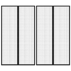 NNEVL Insect Door Curtains 2 pcs with Magnet Blocks Black 200x80 cm