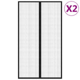 NNEVL Insect Door Curtains 2 pcs with Magnet Blocks Black 200x80 cm