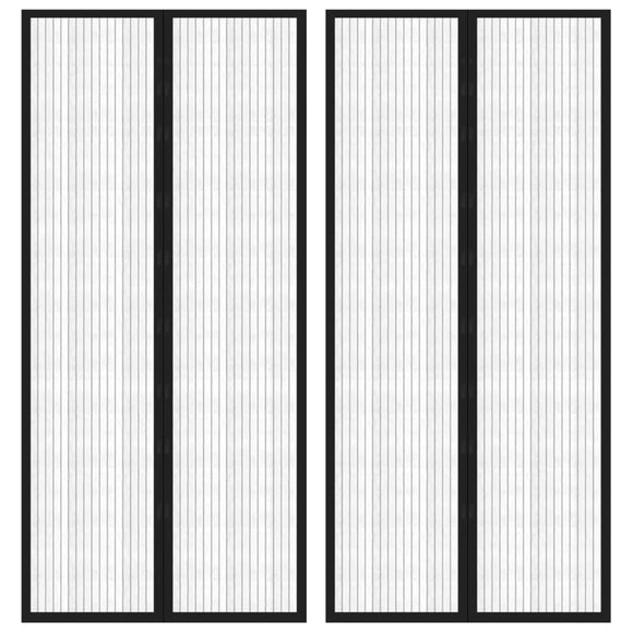 NNEVL Insect Door Curtains 2 pcs with Magnet Blocks Black 210x90 cm
