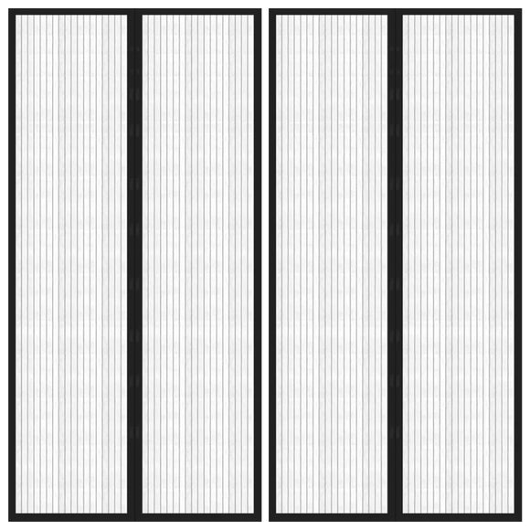 NNEVL Insect Door Curtains 2 pcs with Magnet Blocks Black 220x100 cm