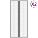 NNEVL Insect Door Curtains 2 pcs with Magnet Blocks Black 220x100 cm
