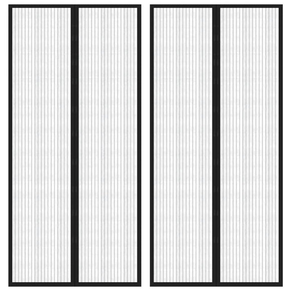 NNEVL Insect Door Curtains 2 pcs with Magnet Blocks Black 220x110 cm