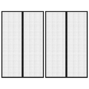 NNEVL Insect Door Curtains 2 pcs with Magnet Blocks Black 220x130 cm