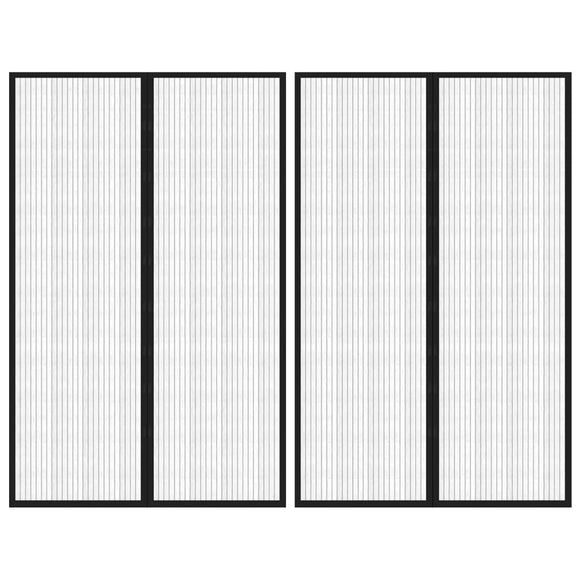 NNEVL Insect Door Curtains 2 pcs with Magnet Blocks Black 220x130 cm