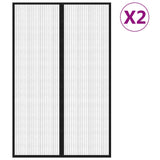 NNEVL Insect Door Curtains 2 pcs with Magnet Blocks Black 220x130 cm