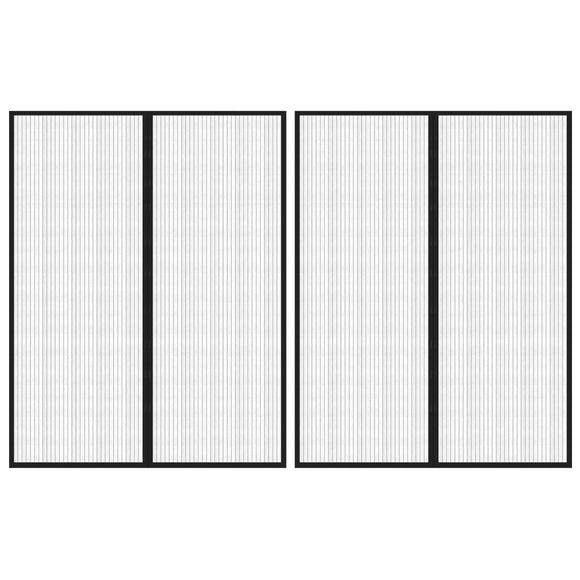 NNEVL Insect Door Curtains 2 pcs with Magnet Blocks Black 230x160 cm