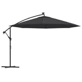 NNEVL Cantilever Garden Parasol with LED Lights Black 350 cm