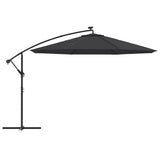 NNEVL Cantilever Garden Parasol with LED Lights Black 350 cm