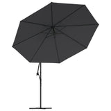 NNEVL Cantilever Garden Parasol with LED Lights Black 350 cm