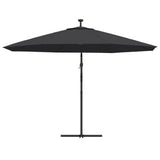 NNEVL Cantilever Garden Parasol with LED Lights Black 350 cm