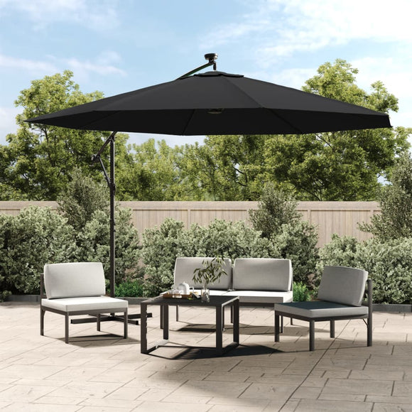 NNEVL Cantilever Garden Parasol with LED Lights Black 350 cm