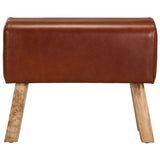 NNEVL Gym Bok Bench 58 cm Brown Real Leather and Solid Mango Wood