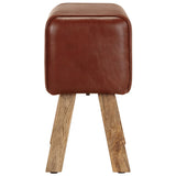 NNEVL Gym Bok Bench 58 cm Brown Real Leather and Solid Mango Wood