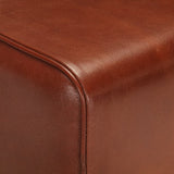 NNEVL Gym Bok Bench 58 cm Brown Real Leather and Solid Mango Wood