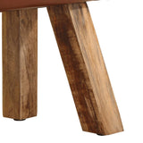 NNEVL Gym Bok Bench 58 cm Brown Real Leather and Solid Mango Wood