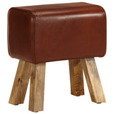NNEVL Gym Bok Bench 38 cm Brown Real Leather and Solid Mango Wood