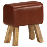 NNEVL Gym Bok Bench 38 cm Brown Real Leather and Solid Mango Wood