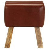 NNEVL Gym Bok Bench 38 cm Brown Real Leather and Solid Mango Wood