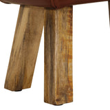 NNEVL Gym Bok Bench 38 cm Brown Real Leather and Solid Mango Wood