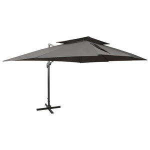 NNEVL Cantilever Garden Parasol with Double Top Anthracite 400x300 cm