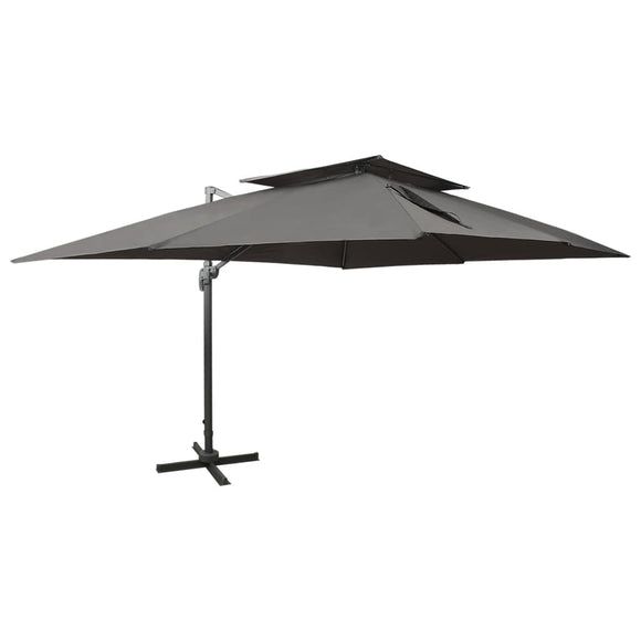 NNEVL Cantilever Garden Parasol with Double Top Anthracite 400x300 cm