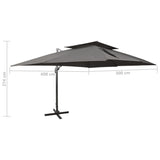 NNEVL Cantilever Garden Parasol with Double Top Anthracite 400x300 cm