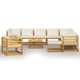 NNEVL 12 Piece Garden Lounge Set with Cushion Cream Solid Acacia Wood
