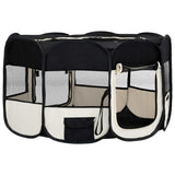 NNEDPE Foldable Dog Playpen With Carrying Bag Black 145x145x61 Cm