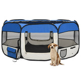 NNEDPE Foldable Dog Playpen With Carrying Bag Blue 145x145x61 Cm