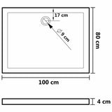 NNEVL Rectangular ABS Shower Base Tray Black 80x100 cm