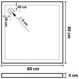 NNEVL Square ABS Shower Base Tray Black 80x80 cm