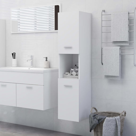 NNEVL Bathroom Cabinet White 30x30x130 cm Engineered Wood