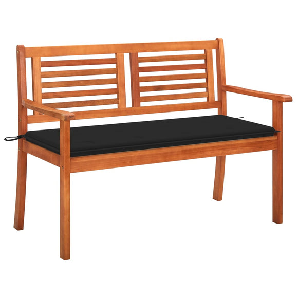 NNEVL 2-Seater Garden Bench with Cushion 120 cm Solid Wood Eucalyptus