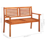 NNEVL 2-Seater Garden Bench with Cushion 120 cm Solid Wood Eucalyptus