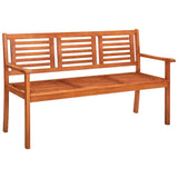 NNEVL 3-Seater Garden Bench with Cushion 150 cm Solid Eucalyptus Wood