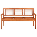 NNEVL 3-Seater Garden Bench with Cushion 150 cm Solid Eucalyptus Wood